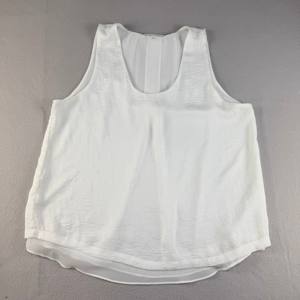 Violet + Claire Women XL White textured Layer Split Back Sleeveless Tank Blouse